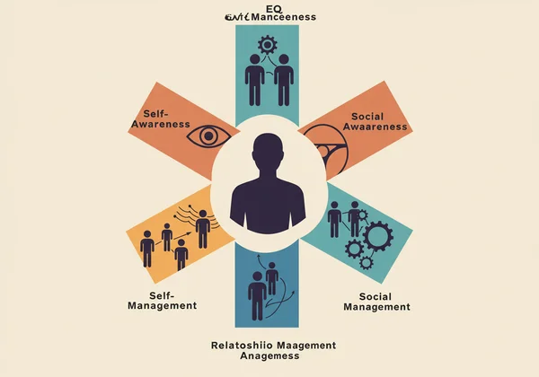 Four pillars of emotional intelligence surrounding a human silhouette.